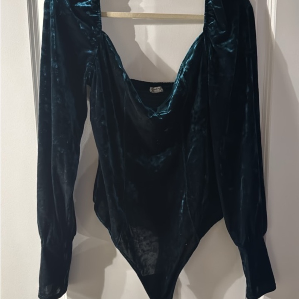 Free People Emerald Green Velvet Bodysuit